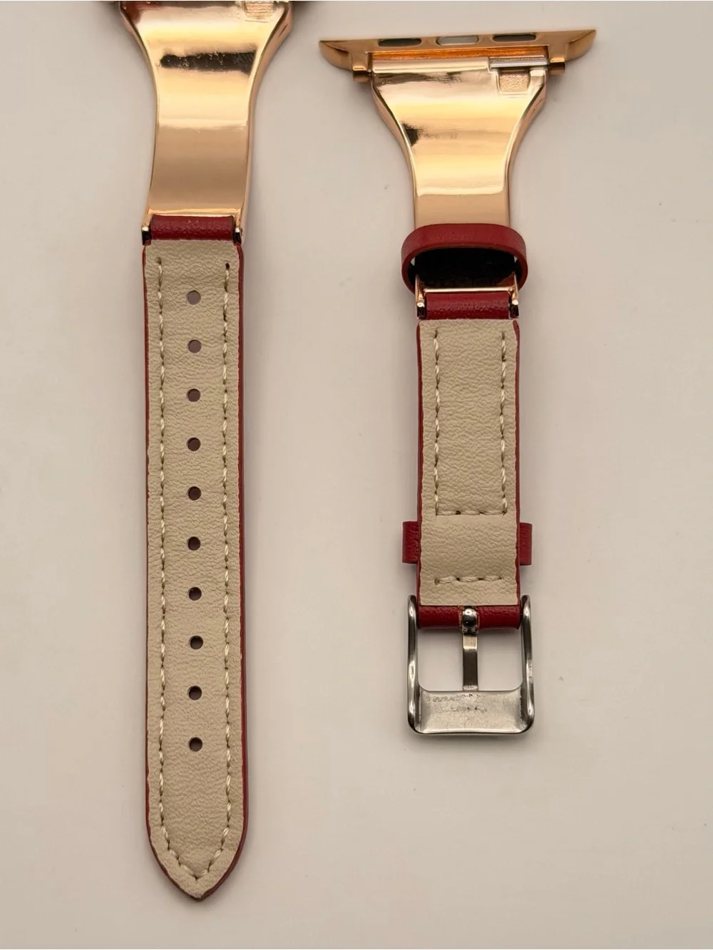 Apple Watch Band Stainless Steel & Leather, New, 42/44/46/49mm